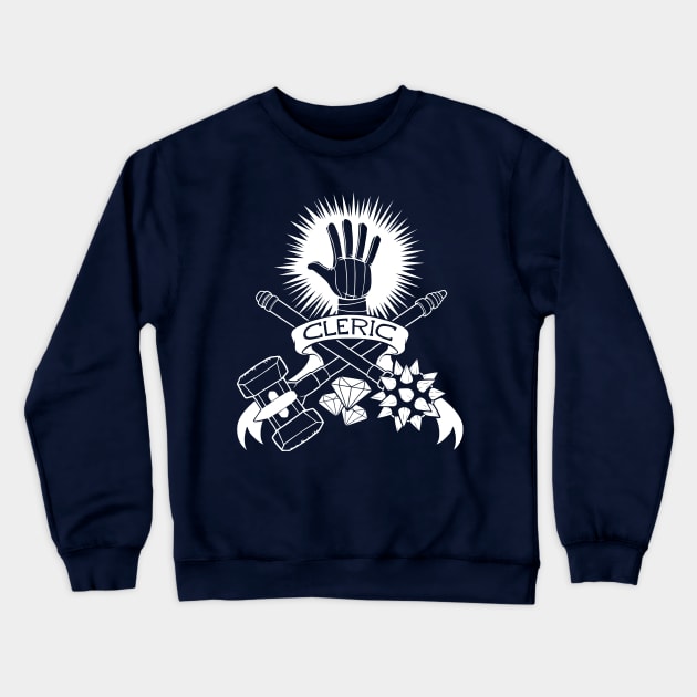 Cleric Class - White Design Crewneck Sweatshirt by CliffeArts